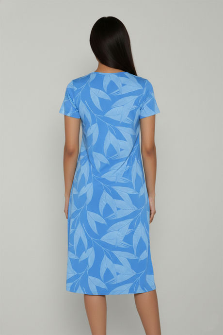 Zivame Knit Cotton Sleep Dress - Azure Blue — image 2